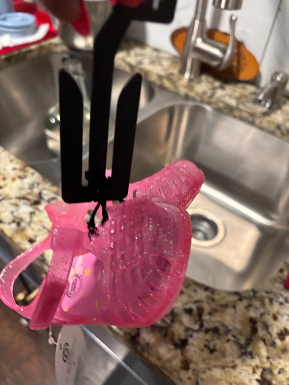 wonder nation Pink Glitter Jelly Sandals with Butterfly Insole